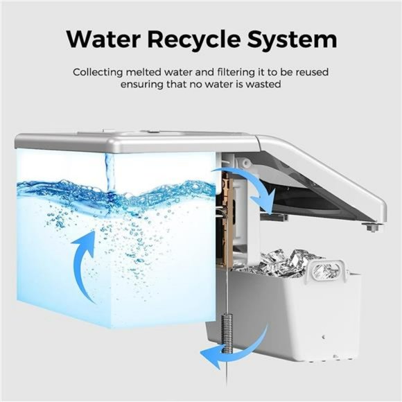 Ice Maker Countertop, 40Lbs/24H Portable Ice Maker w/ Ice Scoop& Basket, Silver - Picture 4 of 6